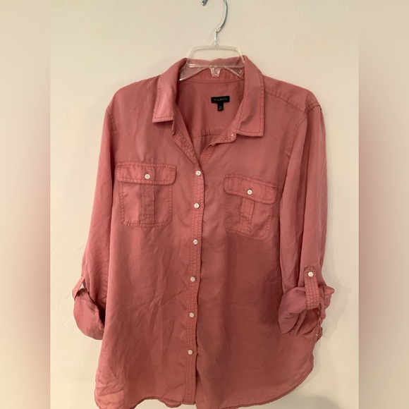 Talbots Tops - Talbots Dusty Rose Blouse with roll tab long sleeves XL Gently Used loose fit